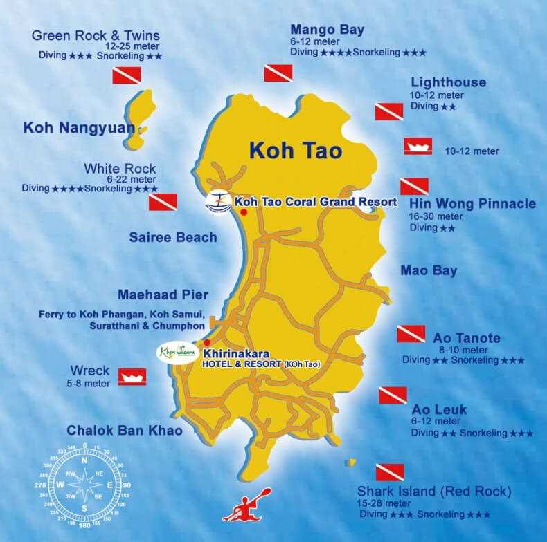 Dive sites on Koh Tao